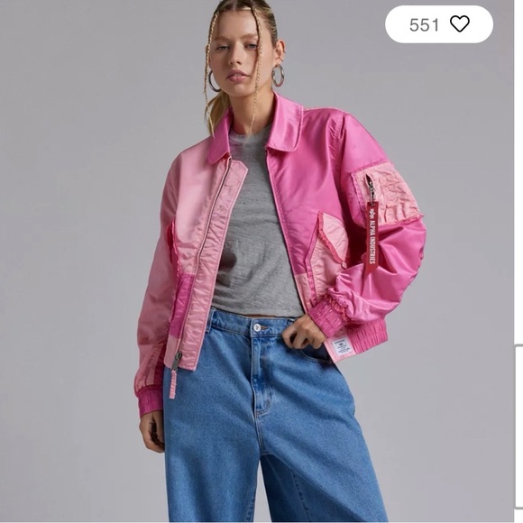 NWT Alpha Industries CWU 45/P Pink Rose Colorblock Bomber Jacket Small Y2K - Picture 2 of 13